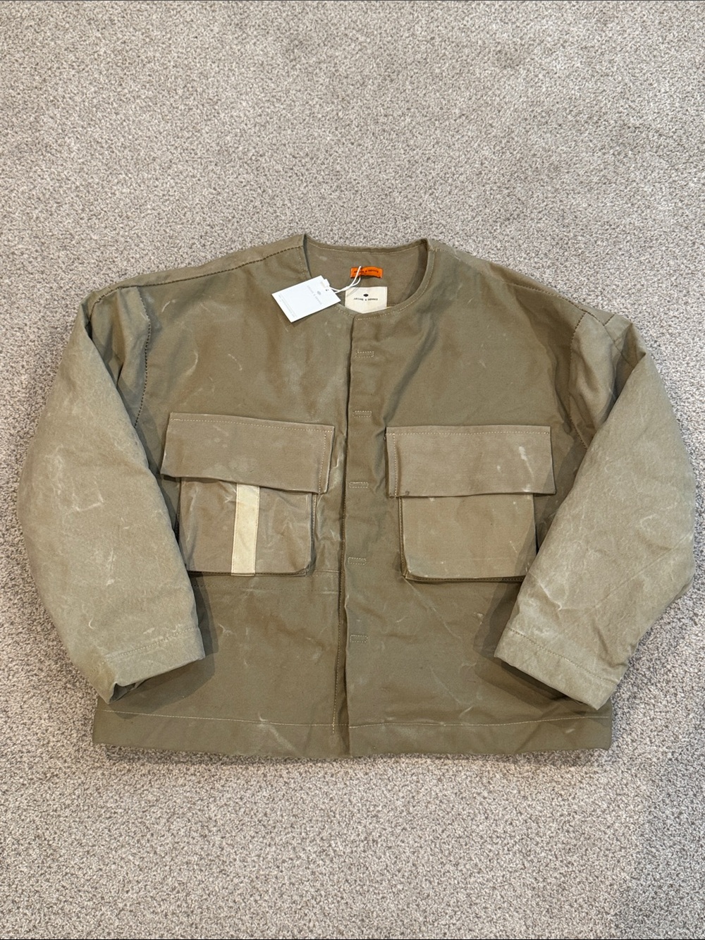 Archie &. Dennis NWT Moto-Army Jacket Olive Green with Quilted Lining.